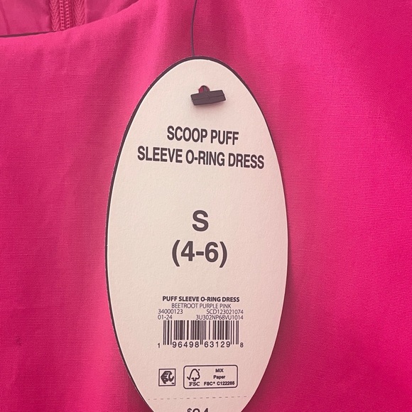 Scoop Women's Cut Out Midi Dress with Puff Sleeves, w/Pockets. Sizes S (4-6) - Picture 6 of 7